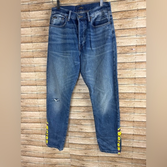 Polo Ralph Lauren The Callen High Rise Slim Jeans southwestern beading boho sz29 - Picture 1 of 8